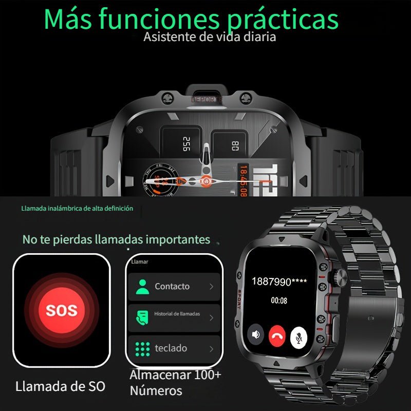 Nuevo reloj inteligente resistente para hombres con función de llamada inalámbrica Deportes Fitness con asistente de voz AI al aire libre 100+ Modos de deportes al aire libre Reloj inteligente - Bisnazos.com - Las Mejores Ofertas del Mercado